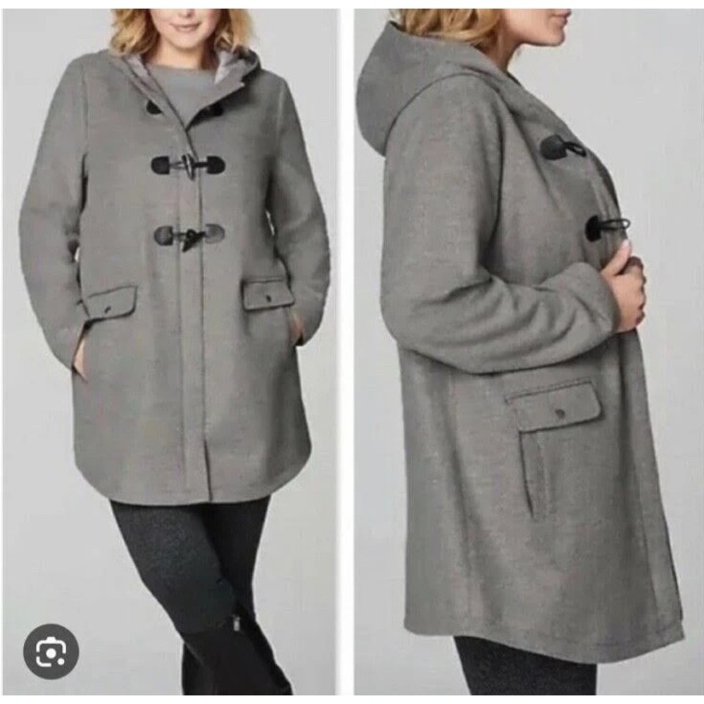 NWT J. Jill Hooded Toggle Jacket Coat Full Zip Size M Gray Soft Paddington